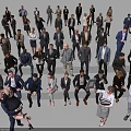 Group of Diverse People in Business Attire With Various Poses and Interactions