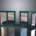 Double Teal Glass Windows Home Furniture With Open And Closed Panels