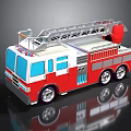 Red and white detailed fire truck model with extended ladder and shiny wheels