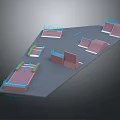 Modular Skateboard Park Equipment With Different Shaped Ramps And Blue Safety Rails