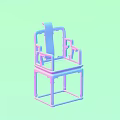 Minimalist Armchair Design With Sleek Lines And Colorful Gradient Backdrop