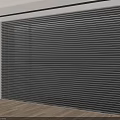 White Venetian Blinds in Modern Interior Window with Natural Light and Wooden Floor
