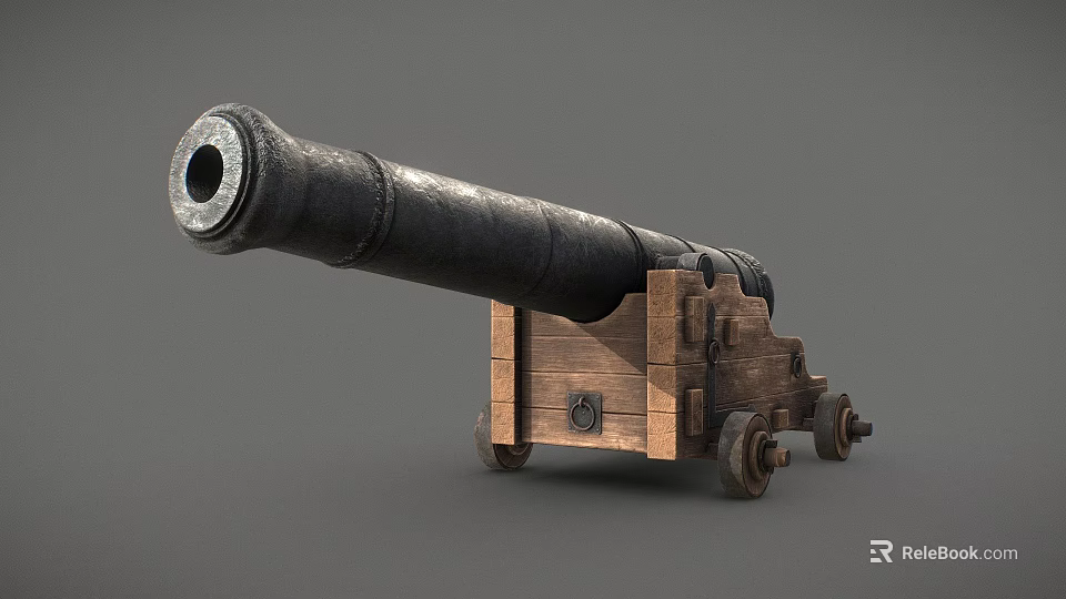 Antique Historical Cannon With Metal Barrel And Wooden Carriage On Wheels 3d model 