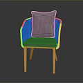 Modern Woven Armrest Chair With Gray Cushion And Light Wooden Legs Design