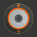 Modern Circular Device With Gray Body Orange Rim White Dial And Pointer