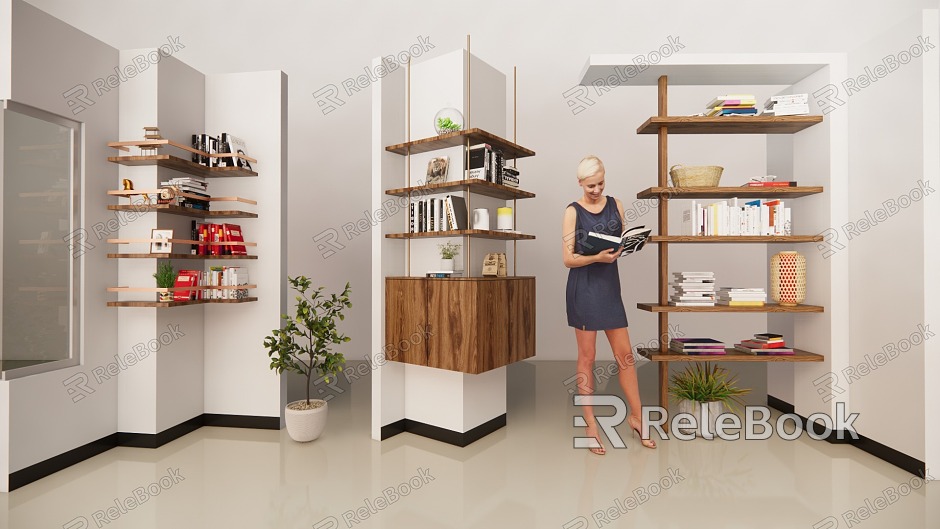 Modern Bookshelf Floor Bookshelf Wall Hanging Bookshelf Book model