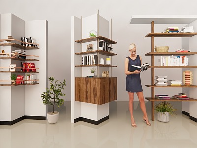 Modern Bookshelf Floor Bookshelf Wall Hanging Bookshelf Book model