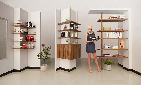 Modern Bookshelf Floor Bookshelf Wall Hanging Bookshelf Book 3d model