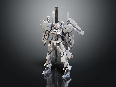 White Sci Fi Mecha Model With Detailed Mechanical Armor Parts And Weapon 3d model