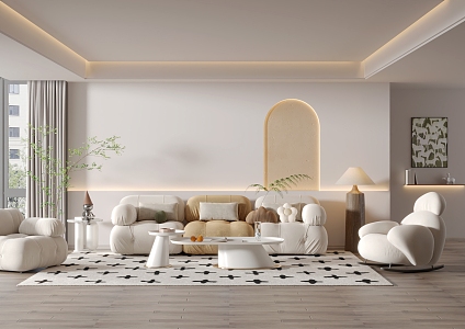 modern living room cream living room 3d model