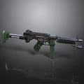 Modern Tactical Weapon Assault Rifle With Green Grip Black Body And Magazine