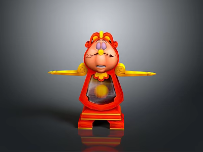 Decorative Cartoon Style Red Furniture With Yellow Decorations Facial Expression And Transparent Base 3d model