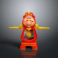Decorative Cartoon Style Red Furniture With Yellow Decorations Facial Expression And Transparent Base