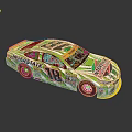 Green And White NASCAR Race Car With Number 18 And Nationwide Sponsor Logos
