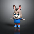 Cartoon Donkey With Gray Body Big Ears Blue Eyes Blue Shirt Red Shorts And Reflection
