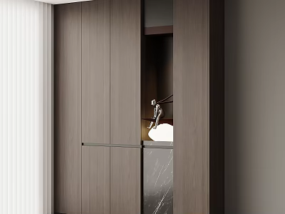 Modern Entryway And Side Cabinet Design With Wooden Finish And Sleek Storage 3d model