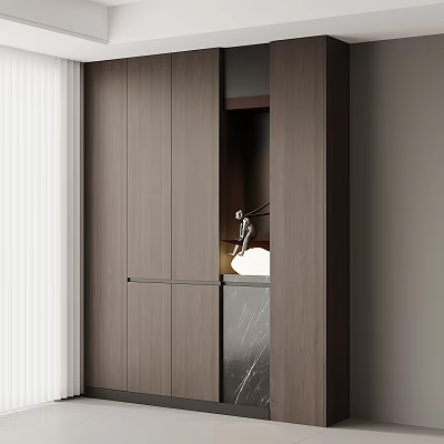 Modern Entryway And Side Cabinet Design With Wooden Finish And Sleek Storage 3d model