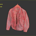 Blue Oversized Denim Jacket Hanging on a Wooden Hanger with Casual Style