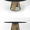 Modern Dining Table With Unique Black Geometric Base And Round Top Design 3d model