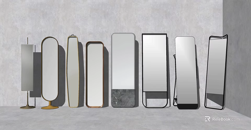 Various Modern Mirror Designs With Different Shapes And Decorative Frames 3d model 