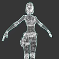 Woman With Blue Hair Gray Tank Top Black Pants Mechanical Arms And Black Gloves