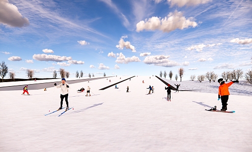 Modern Ski Resort Ski Base Ski Platform 3d model