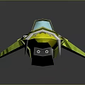 Futuristic Yellow Green Cosmic Spaceship Model With Streamlined Shape And Cockpit Windows