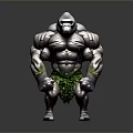 Muscular Gorilla Character Design With Strong Build And Green Leaf Shorts