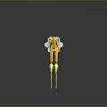 Modern Futuristic Golden Weapon With Glowing Laser Beams And Hexagonal Base Design