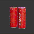 Two Red Coca-Cola Cans With Gold Accents And Classic Design 3d model