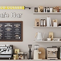 Modern Coffee Supplies Coffee Machine Coffee Cup Coffee Bag Light Box Blackboard Kitchen Supplies Kitchen Appliances 3d model