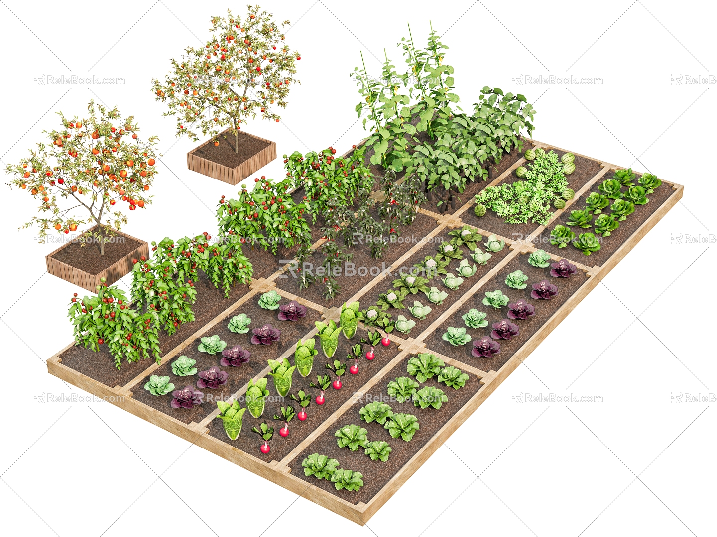 New Chinese Courtyard Sitches Vegetable Garden Vegetable Planting Garden Fruit Vegetable Garden Planting Area model