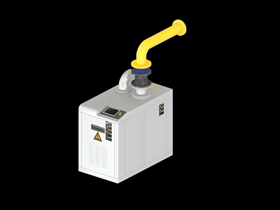 Industrial Equipment With White Body Yellow Curved Pipe And Display Screen 3d model