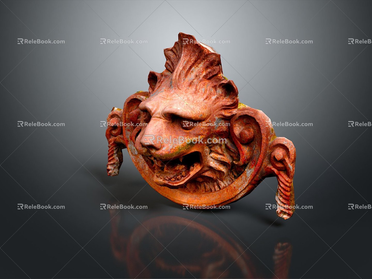 Lion Head Door Ring Lion Door Ring Antique Longmen Handle Shop Head Ring Ancient Door Ring God Beast 3d model