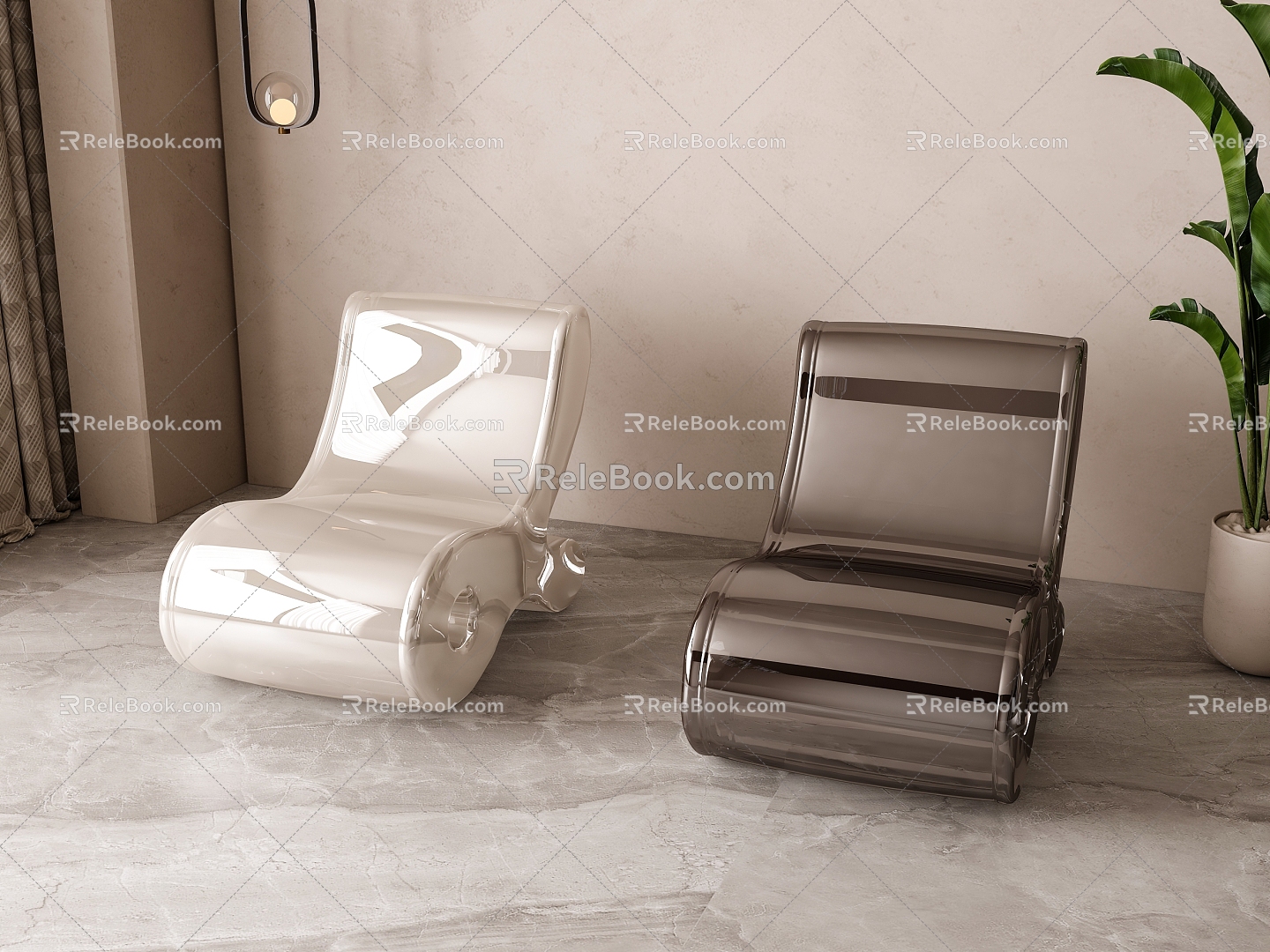 Modern acrylic recliner 3d model