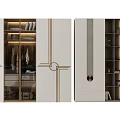 Modern White Wardrobe Design With Glass Doors Gold Accents And Open Shelves