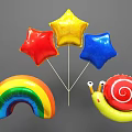 Colorful Balloons Collection With Star Shaped Red Yellow Blue Rainbow And Snail Designs