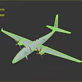 White Aircraft Design Model With Long Wings Two Propellers And Body Markings On Dark Background