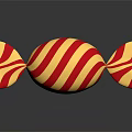 Red and White Striped Candy Wrapped in Gold Foil with Shiny Reflection on Black Surface