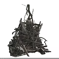 Natural Bush Structure Composed of Dry Branches Trunks and Wooden Twigs in Outdoor Space