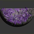 Unique Decorative Bowl With Purple Crystal Fragments And Cracked Exterior Texture
