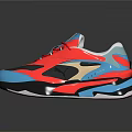 PUMA Red And Blue Lace Up Athletic Sneakers With Retro Modern Streamlined Design