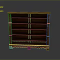 Brown Wooden Bookshelf Featuring Multiple Shelves Golden Accents And Decorative Base