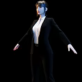 Professional Woman In Black Blazer And White Shirt Against Black Background