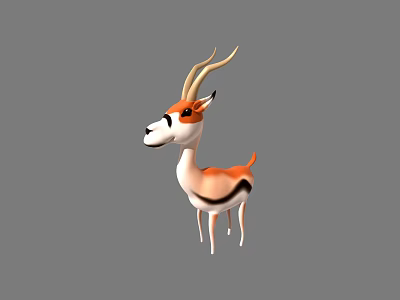 Reptile Character With Orange White Body And Long Tail On Gray Background 3d model