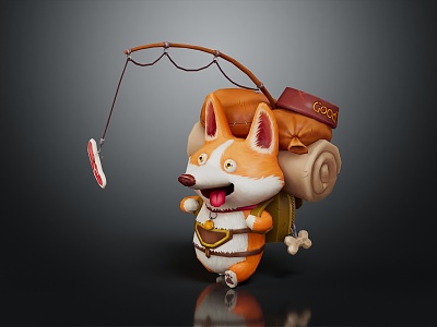 Modern Game Character Corgi Traveler Corgi 3d model