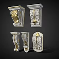 Ornate Carved Side Table with White Base Gold Accents and Intricate Leaf Patterns