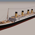 Vintage Cruise Ship With Four Yellow Funnels Black Hull And White Upper Decks