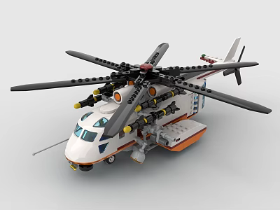 Detailed Building Blocks Helicopter Model with Rotors and Functional Parts 3d model Detailed Building Blocks Helicopter Model with Rotors and Functional Parts 3d model