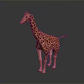 Game Movie Character 3D Giraffe with Reddish Brown Spots Standing on Gray Background with Reflection
